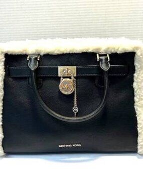 Michael Kors Hamilton Pebbled Leather Sherpa Trimmed Crossbody/Satchel